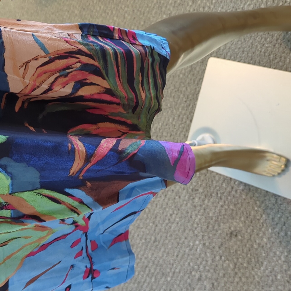 Jams World Tropical Print Sleeveless Dress — Navy with Multicolor Leaf Print - Picture 6 of 11